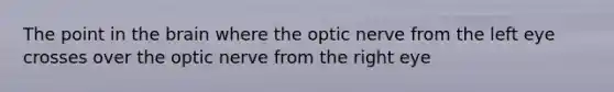 The point in the brain where the optic nerve from the left eye crosses over the optic nerve from the right eye