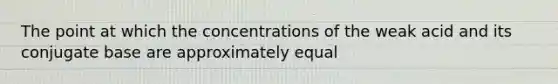 The point at which the concentrations of the weak acid and its conjugate base are approximately equal