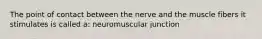 The point of contact between the nerve and the muscle fibers it stimulates is called a: neuromuscular junction