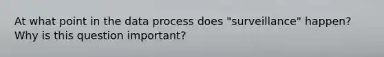 At what point in the data process does "surveillance" happen? Why is this question important?