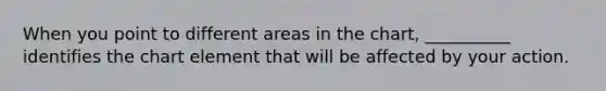 When you point to different areas in the chart, __________ identifies the chart element that will be affected by your action.