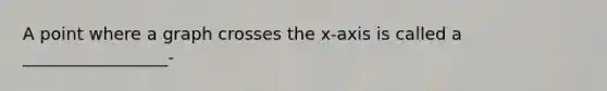 A point where a graph crosses the x-axis is called a _________________-