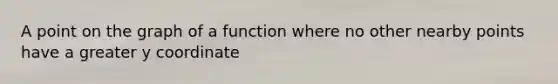 A point on the graph of a function where no other nearby points have a greater y coordinate