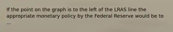 If the point on the graph is to the left of the LRAS line the appropriate monetary policy by the Federal Reserve would be to ...