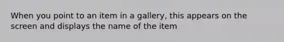 When you point to an item in a gallery, this appears on the screen and displays the name of the item