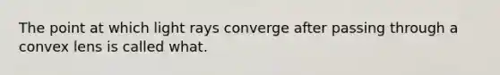 The point at which light rays converge after passing through a convex lens is called what.