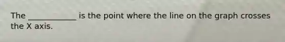 The ____________ is the point where the line on the graph crosses the X axis.