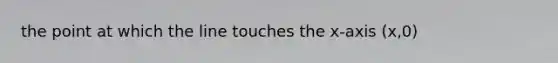 the point at which the line touches the x-axis (x,0)