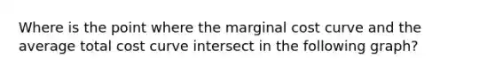 Where is the point where the marginal cost curve and the average total cost curve intersect in the following graph?
