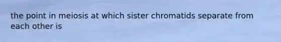 the point in meiosis at which sister chromatids separate from each other is