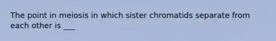 The point in meiosis in which sister chromatids separate from each other is ___