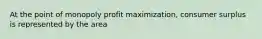 At the point of monopoly profit maximization, consumer surplus is represented by the area