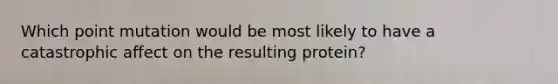 Which point mutation would be most likely to have a catastrophic affect on the resulting protein?