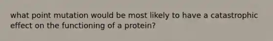 what point mutation would be most likely to have a catastrophic effect on the functioning of a protein?