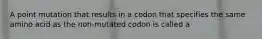 A point mutation that results in a codon that specifies the same amino acid as the non-mutated codon is called a