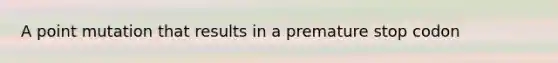 A point mutation that results in a premature stop codon