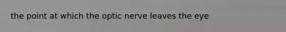 the point at which the optic nerve leaves the eye