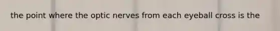 the point where the optic nerves from each eyeball cross is the
