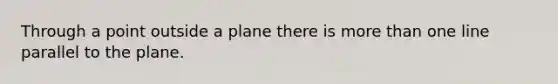 Through a point outside a plane there is more than one line parallel to the plane.