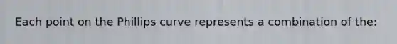 Each point on the Phillips curve represents a combination of the: