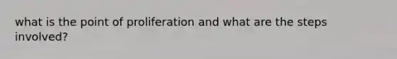 what is the point of proliferation and what are the steps involved?
