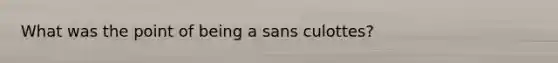 What was the point of being a sans culottes?