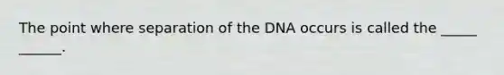 The point where separation of the DNA occurs is called the _____ ______.