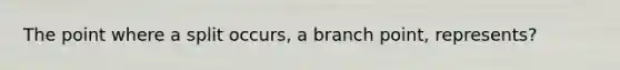 The point where a split occurs, a branch point, represents?