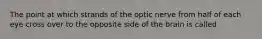 The point at which strands of the optic nerve from half of each eye cross over to the opposite side of the brain is called