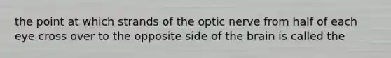 the point at which strands of the optic nerve from half of each eye cross over to the opposite side of the brain is called the