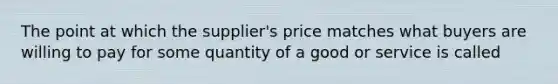 The point at which the supplier's price matches what buyers are willing to pay for some quantity of a good or service is called