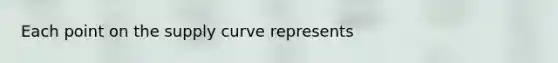 Each point on the supply curve represents