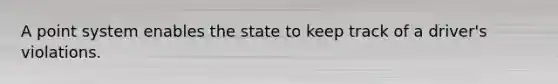 A point system enables the state to keep track of a driver's violations.