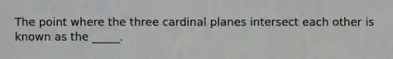 The point where the three cardinal planes intersect each other is known as the _____.