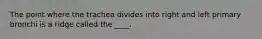The point where the trachea divides into right and left primary bronchi is a ridge called the ____.