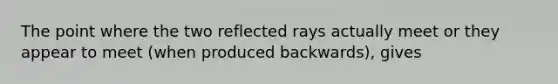 The point where the two reflected rays actually meet or they appear to meet (when produced backwards), gives