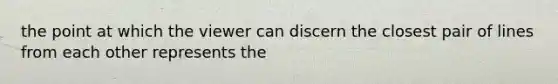 the point at which the viewer can discern the closest pair of lines from each other represents the