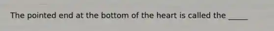 The pointed end at the bottom of the heart is called the​ _____