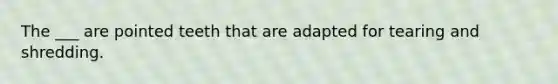 The ___ are pointed teeth that are adapted for tearing and shredding.