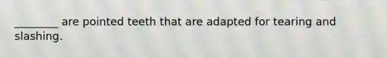 ________ are pointed teeth that are adapted for tearing and slashing.