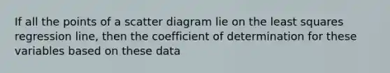 If all the points of a scatter diagram lie on the least squares regression line, then the coefficient of determination for these variables based on these data