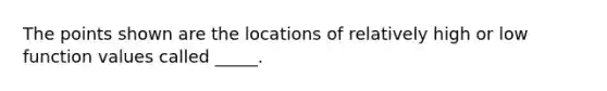 The points shown are the locations of relatively high or low function values called _____.