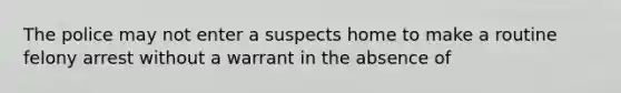 The police may not enter a suspects home to make a routine felony arrest without a warrant in the absence of