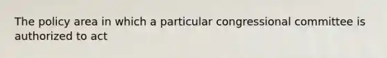 The policy area in which a particular congressional committee is authorized to act