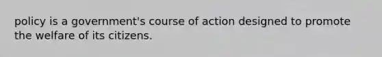 policy is a government's course of action designed to promote the welfare of its citizens.