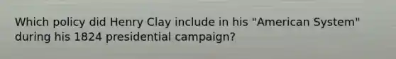 Which policy did Henry Clay include in his "American System" during his 1824 presidential campaign?