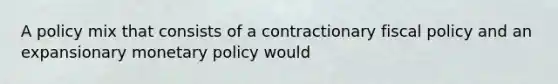 A policy mix that consists of a contractionary fiscal policy and an expansionary monetary policy would