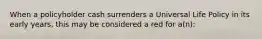 When a policyholder cash surrenders a Universal Life Policy in its early years, this may be considered a red for a(n):