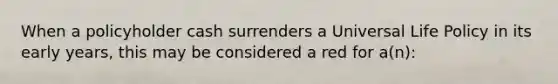 When a policyholder cash surrenders a Universal Life Policy in its early years, this may be considered a red for a(n):