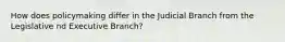 How does policymaking differ in the Judicial Branch from the Legislative nd Executive Branch?